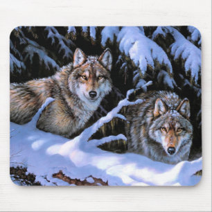 Tapis De Souris Belles Peintures Deux Loups