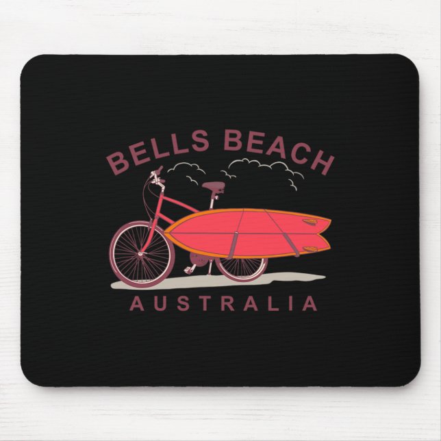 Tapis De Souris Bells Beach Australia Surfboard Bike Surfer  (Devant)