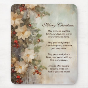 Tapis De Souris Bénédiction irlandaise de Noël   Jolies fleurs d'h