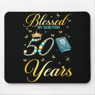Tapis De Souris Béni par Dieu pour 50 ans chrétien 50e anniversair