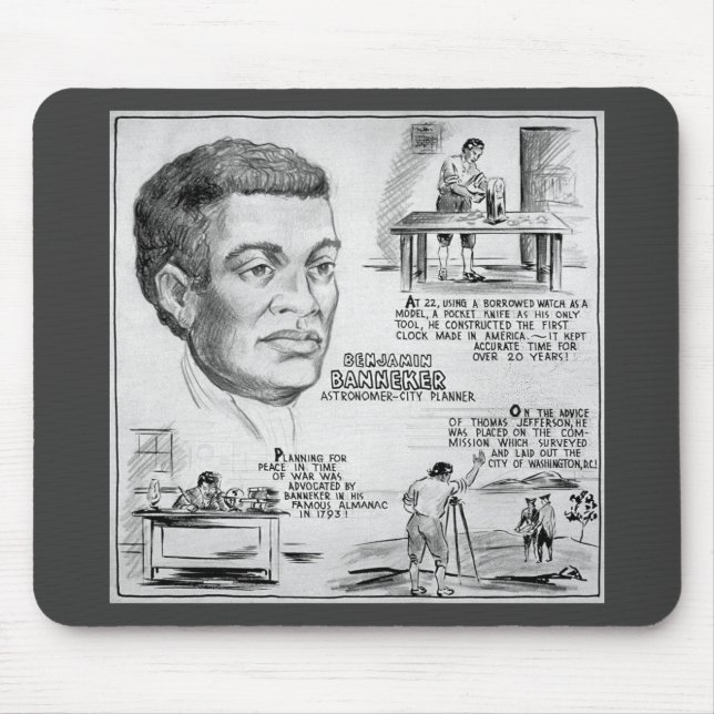 Tapis De Souris Benjamin Banneker Scientifique noir-américain (Devant)