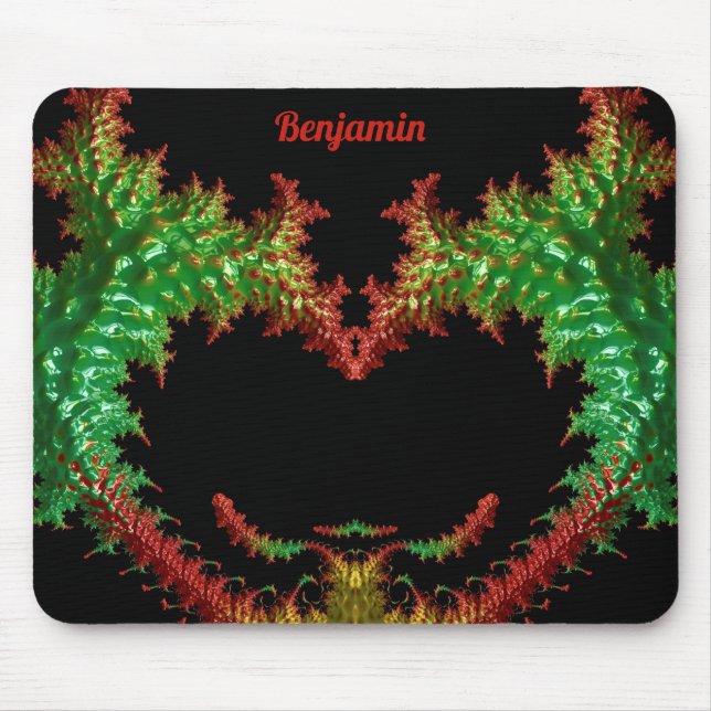 Tapis De Souris BENJAMIN ~ Zany Hot Red, Jaune, Noir et Vert (Devant)