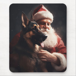 Tapis De Souris Berger Allemand avec le Père Noël Festif de Noël