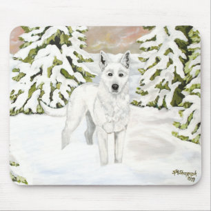Tapis De Souris Berger allemand blanc en hiver Snow Pad