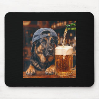 Tapis De Souris Berger Allemand Buvant de la Bière Mème de Chien D