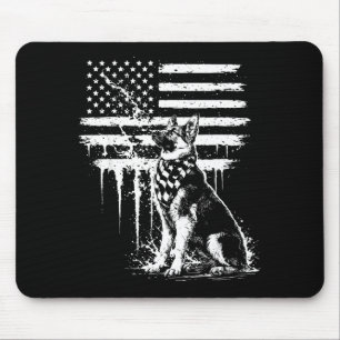 Tapis De Souris Berger allemand drapeau américain 4 juillet amour