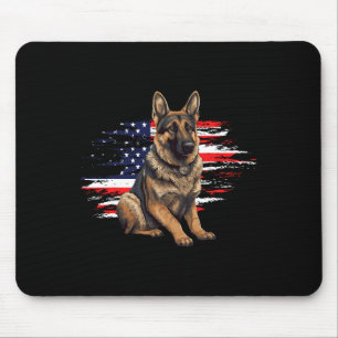 Tapis De Souris Berger allemand Drapeau américain 4 juillet Chien