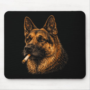 Tapis De Souris Berger allemand fumant une cigarette mème vintage