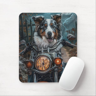 Tapis De Souris Berger Australien à moto pour Halloween