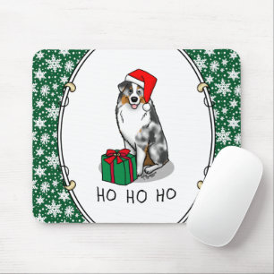 Tapis De Souris Berger australien de Noël (bleu merle tan/w 1)
