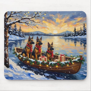 Tapis De Souris Berger belge Tervuren Noël Bateau Vacances