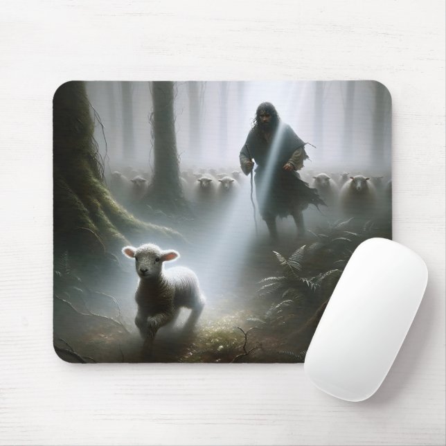 Tapis De Souris Berger Secourant un agneau (Avec souris)