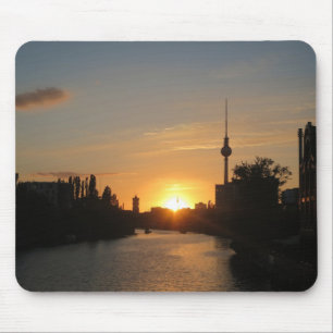 Tapis De Souris Berlin Allemagne Skyline Night Carte Postale Ferns