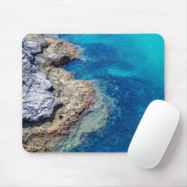 Tapis De Souris Bermudes Eaux et Rocheuses Rivage Mousepad (Avec souris)