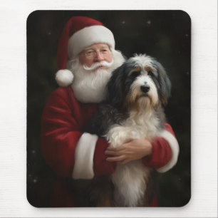 Tapis De Souris Bernedoodle avec Noël Festif du Père Noël