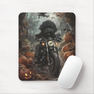 Tapis De Souris Bernedoodle Riding Moto Halloween effrayant
