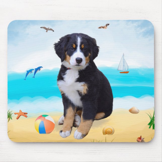 Tapis De Souris Bernois sur la Plage (Devant)