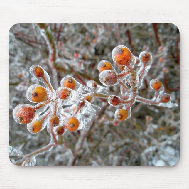 Tapis De Souris Berries rouges recouvertes de glace Mousepad (Devant)
