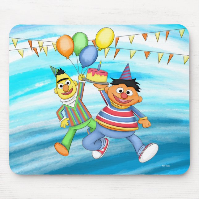 Tapis De Souris Bert et Ernie Balloons d'anniversaire (Devant)