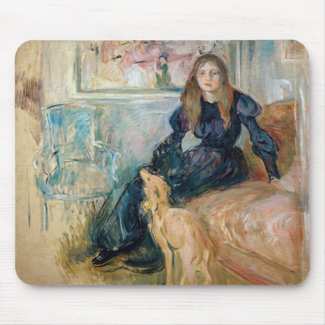 Tapis De Souris Berthe Morisot - Julie et son Greyhound Laerte (Devant)