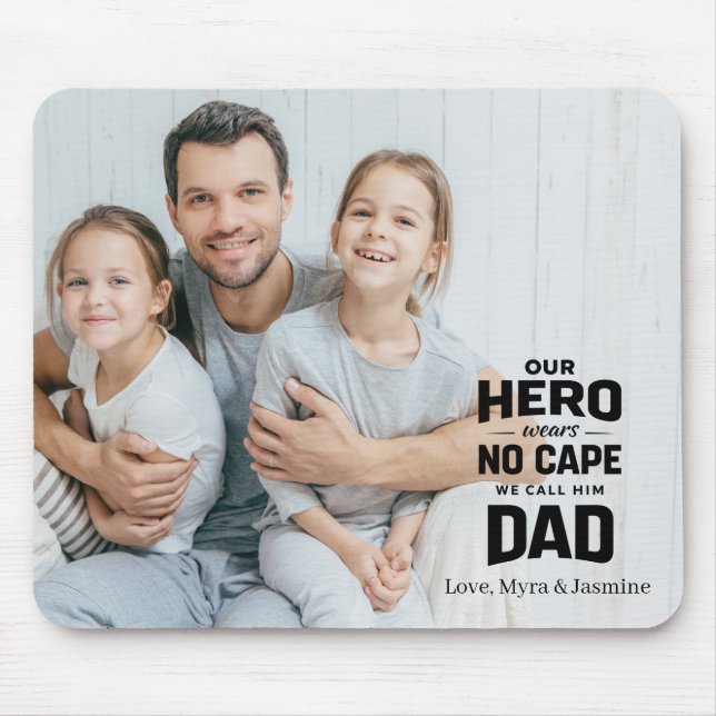 Tapis De Souris Best Dad Ever Black Custom Photo Gift From Kids  (Devant)