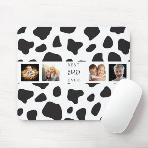 Tapis De Souris Best dad ever father photo collage cow black white