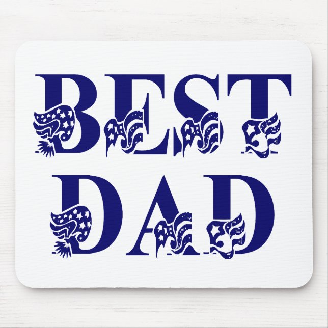 Tapis De Souris Best Dad with Flags Blue Text (Devant)