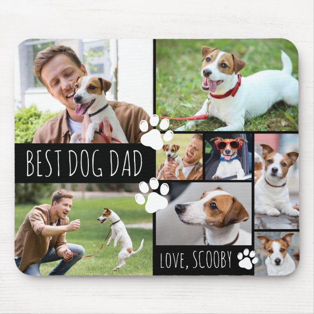 Tapis De Souris BEST DOG DAD 8 Photos Personnalisées (Devant)