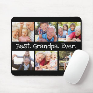 Tapis De Souris Best Grandpa Ever Photo Collage in Black Modern