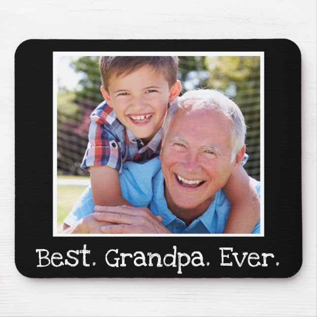Tapis De Souris Best Grandpa Ever Photo Personalized Black (Devant)