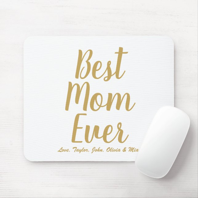 Tapis De Souris Best Mom Ever or blanc script personnalisé chic (Avec souris)