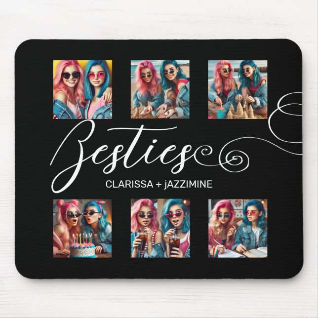 Tapis De Souris Bestie blanc noir moderne 6 photo Collage (Devant)