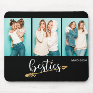 Tapis De Souris Besties Best Friends Trois Photo Nom Personnalisé
