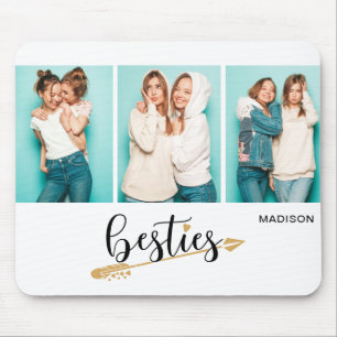 Tapis De Souris Besties Best Friends Trois Photo Nom Personnalisé