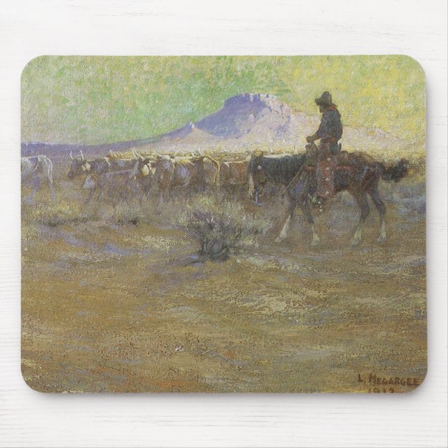 Tapis De Souris Bétail d'élevage de cowboys sur la chaîne par Lon  (Devant)