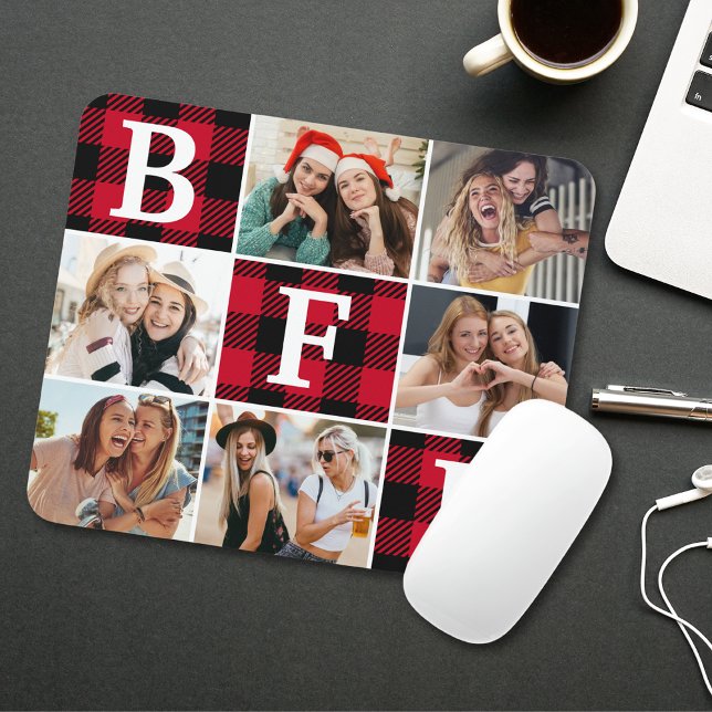 Tapis De Souris BFF Best Friends Red Plaid Keepsake Pictures (Créateur téléchargé)