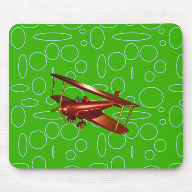 Tapis De Souris Bi-plan rouge sur les cercles et boucles verts (Devant)