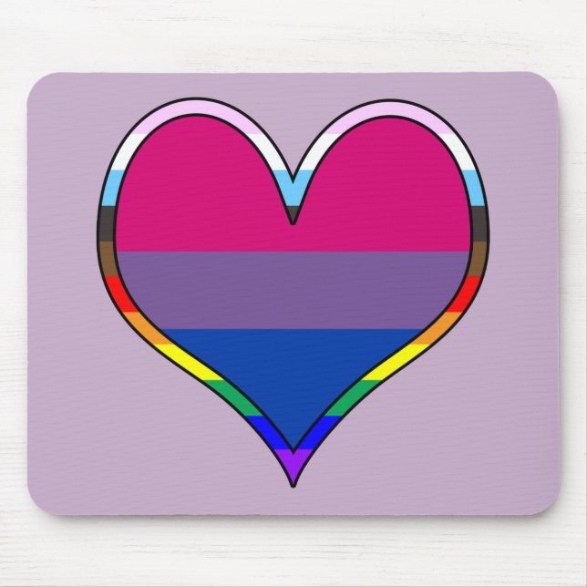 Tapis De Souris Bi Pride Coeur (Devant)