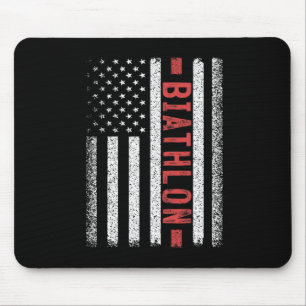 Tapis De Souris Biathlon American Flag 4 juillet Biathlon Runner