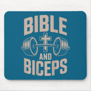 Tapis De Souris Bible & Biceps Gym Entraînement Chrétien Haltère