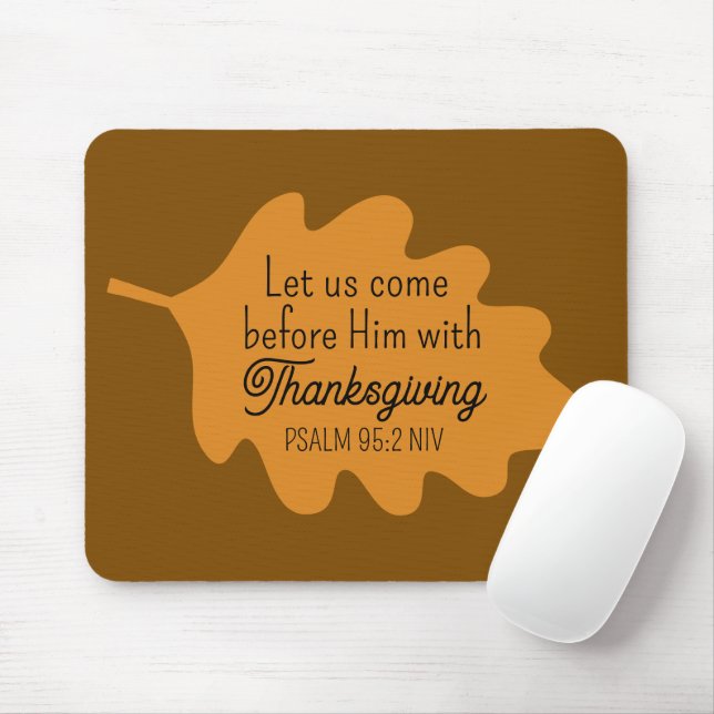 Tapis De Souris Bible d'action de grâce Verse Feuille verte Autumm (Avec souris)