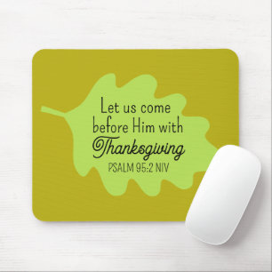 Tapis De Souris Bible de Thanksgiving Verse Feuille verte Autume O