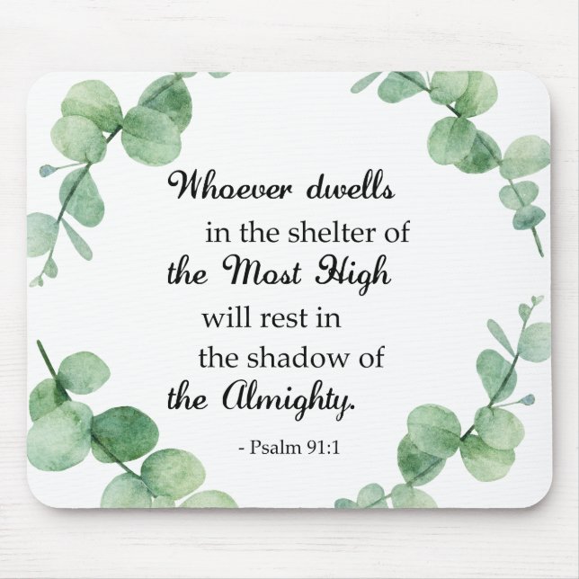 Tapis De Souris Bible verse Psalm 91 Eucalyptus Wreath Christian (Devant)