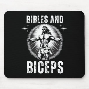Tapis De Souris Bibles Et Biceps Bodybuilding Jésus Fitness Drôle
