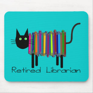 Tapis De Souris Bibliothécaire à la retraite Livre Cadeaux de chat