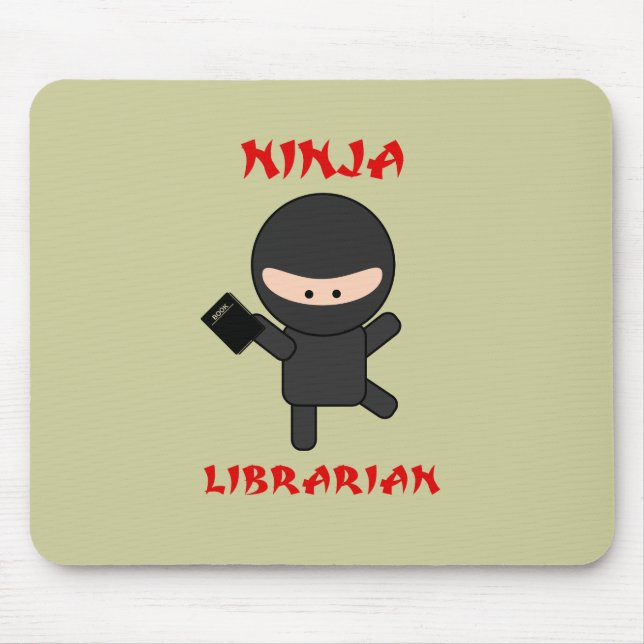 Tapis De Souris Bibliothécaire de Ninja avec le livre (Devant)