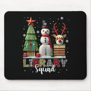 Tapis De Souris Bibliothèque de Noël Livres Noël Arbre de Noël Sno