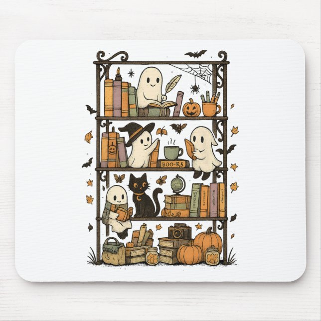 Tapis De Souris Bibliothèque d'Halloween1 (Devant)