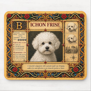 Tapis De Souris Bichon Frise, Art du Bestiaire Médiéval