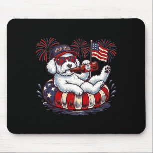 Tapis De Souris Bichon Frise Chien 250ème Amérique Patriotique Éta
